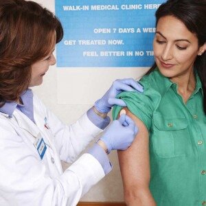 woman getting flu shot